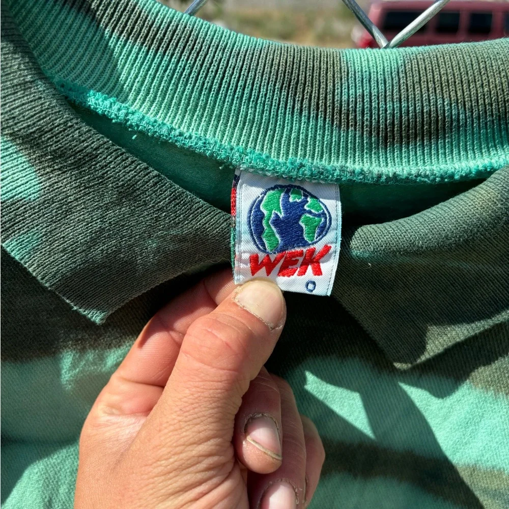 Bleach Dyed Green and Brown 90’s Collared Sweater, Women’s Size 0 or Men’s Small - Picture 3 of 7